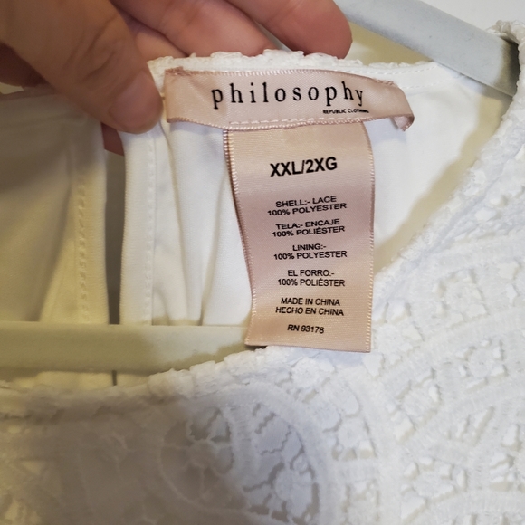 NWT Philosophy Short Sleeve Scoop Neck Lace Overlay Blouse - Picture 10 of 12